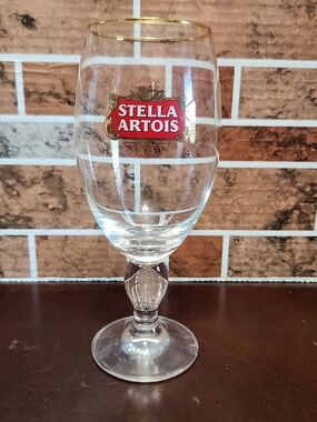 Stella Artois Gold-Rimmed Clear Beer Glass